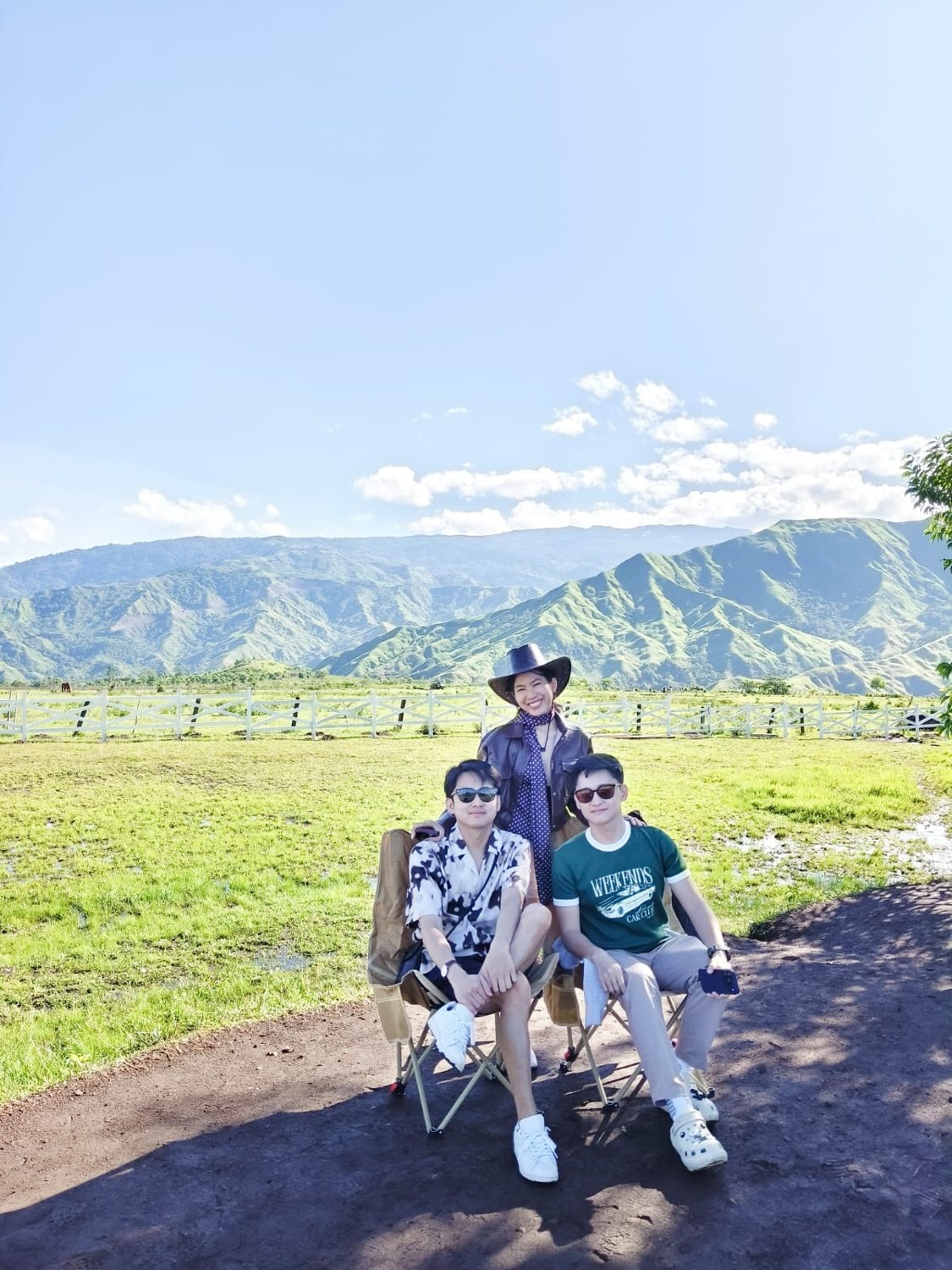 Green fields and mountain views